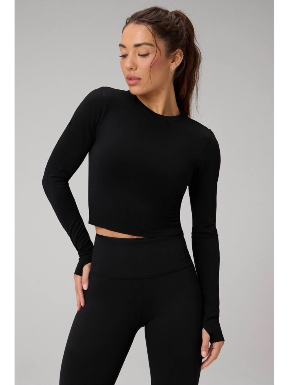 Fabletics Feather Tech+ Cropped Long-Sleeve Top